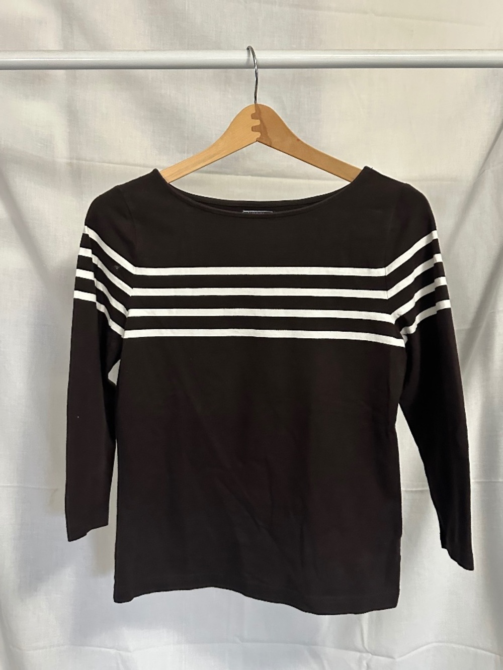 American Living Black & White Stripe Boat Neck Top Size S